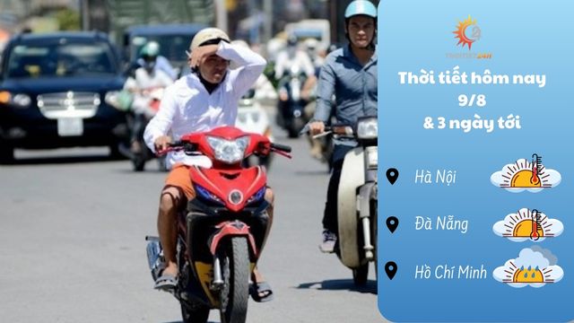 Dự báo thời tiết hôm nay 9/8/2024: nắng gắt 38 độ C